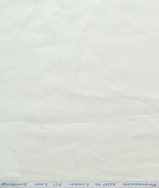 Solino Men's 100% Linen 70 LEA Structured 3.75 Meter Unstitched Suiting Fabric (White)