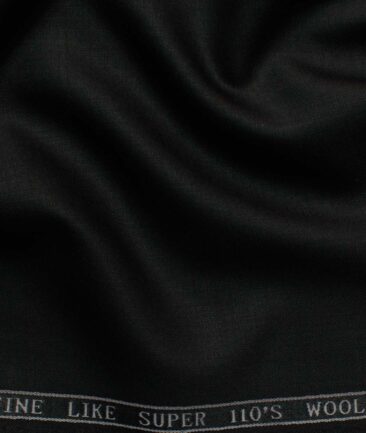 Zaccari Men's 20% Wool Super 110's Solids 3.75 Meter Unstitched Suiting Fabric (Jet Black)