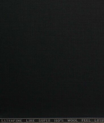 Zaccari Men's 20% Wool Super 110's Solids 3.75 Meter Unstitched Suiting Fabric (Jet Black)