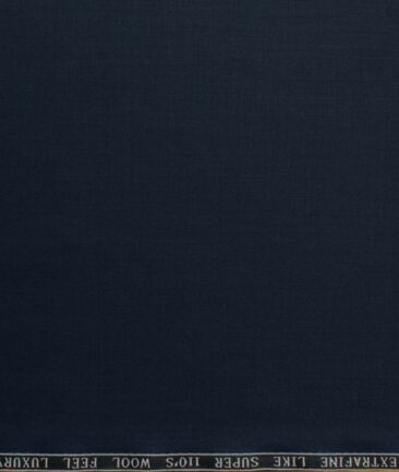Zaccari Men's 20% Wool Super 110's Solids 3.75 Meter Unstitched Suiting Fabric (Dark Blue)