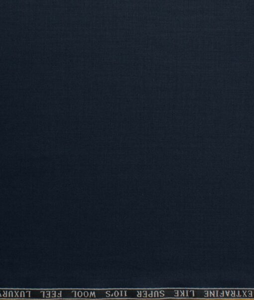 Zaccari Men's 20% Wool Super 110's Solids 3.75 Meter Unstitched Suiting Fabric (Dark Blue)