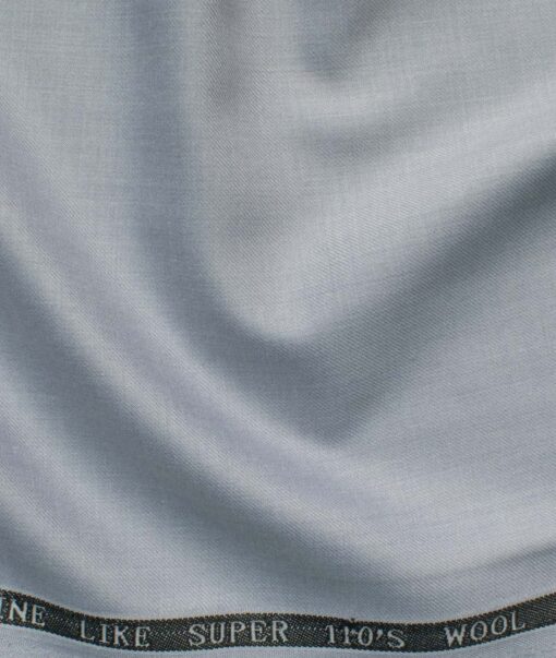 Zaccari Men's 20% Wool Super 110's Solids 3.75 Meter Unstitched Suiting Fabric (Light Grey)