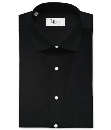 Arvind Men's 60's Premium Cotton Lycra Stretchable Printed 2.25 Meter Unstitched Shirting Fabric (Jet Black)