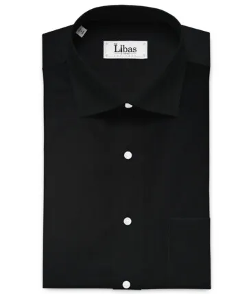 Arvind Men's 60's Premium Cotton Lycra Stretchable Printed 2.25 Meter Unstitched Shirting Fabric (Jet Black)