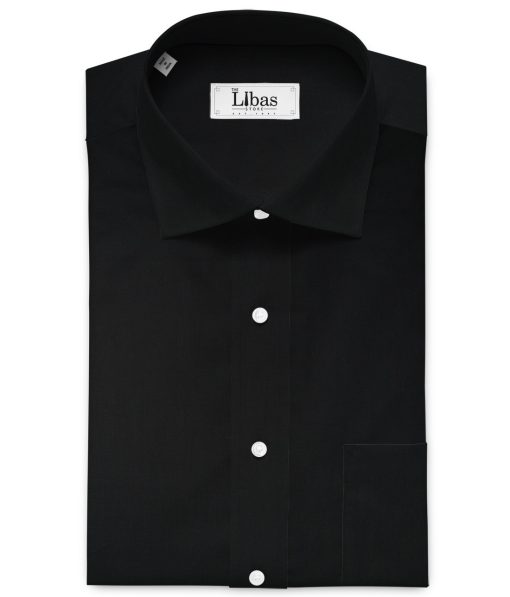 Arvind Men's 60's Premium Cotton Lycra Stretchable Printed 2.25 Meter Unstitched Shirting Fabric (Jet Black)