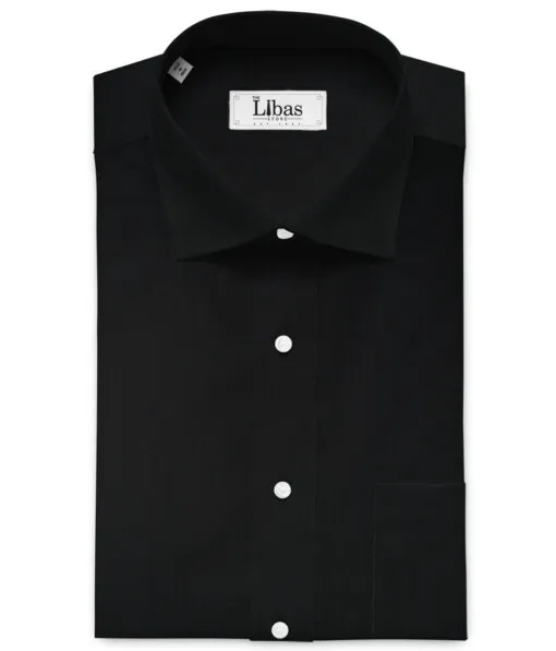 Arvind Men's 60's Premium Cotton Lycra Stretchable Printed 2.25 Meter Unstitched Shirting Fabric (Jet Black)