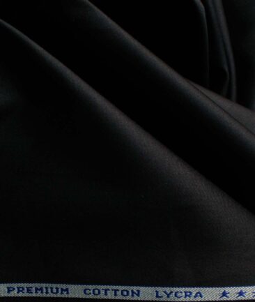 Arvind Men's 60's Premium Cotton Lycra Stretchable Printed 2.25 Meter Unstitched Shirting Fabric (Jet Black)