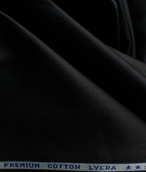 Arvind Men's 60's Premium Cotton Lycra Stretchable Printed 2.25 Meter Unstitched Shirting Fabric (Jet Black)