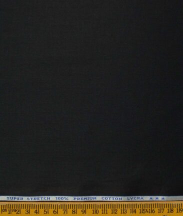 Arvind Men's 60's Premium Cotton Lycra Stretchable Printed 2.25 Meter Unstitched Shirting Fabric (Jet Black)