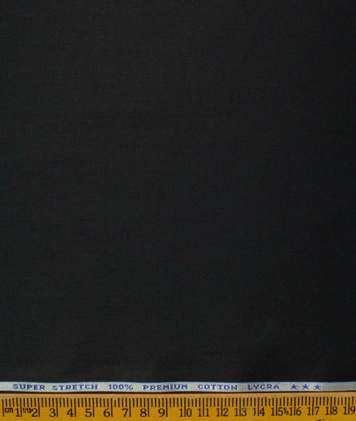 Arvind Men's 60's Premium Cotton Lycra Stretchable Printed 2.25 Meter Unstitched Shirting Fabric (Jet Black)