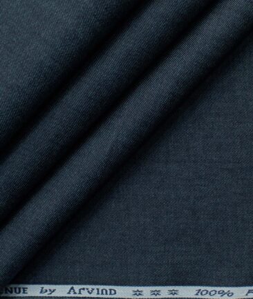 Arvind Men's Premium Cotton Solids 2.25 Meter Unstitched Shirting Fabric (Denim Blue)