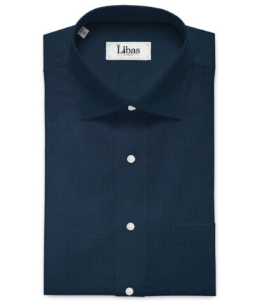 Arvind Men's 60's Premium Cotton Lycra Stretchable Solids 2.25 Meter Unstitched Shirting Fabric (Dark Blue)