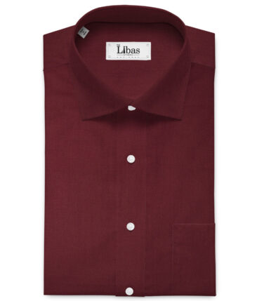 Arvind Men's 60's Premium Cotton Lycra Stretchable Solids 2.25 Meter Unstitched Shirting Fabric (Dark Wine)
