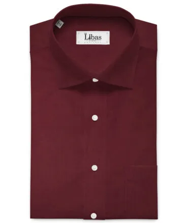 Arvind Men's 60's Premium Cotton Lycra Stretchable Solids 2.25 Meter Unstitched Shirting Fabric (Dark Wine)