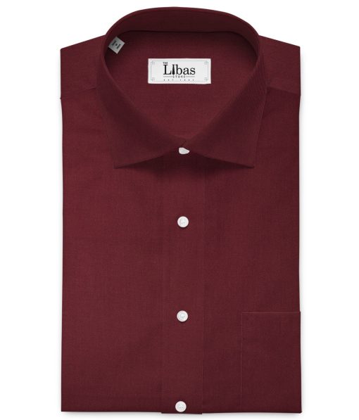 Arvind Men's 60's Premium Cotton Lycra Stretchable Solids 2.25 Meter Unstitched Shirting Fabric (Dark Wine)