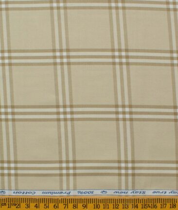 Arvind Men's Premium Cotton Checks 2.25 Meter Unstitched Shirting Fabric (Beige)