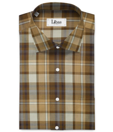 Arvind Men's Premium Cotton Checks 2.25 Meter Unstitched Shirting Fabric (Brown)