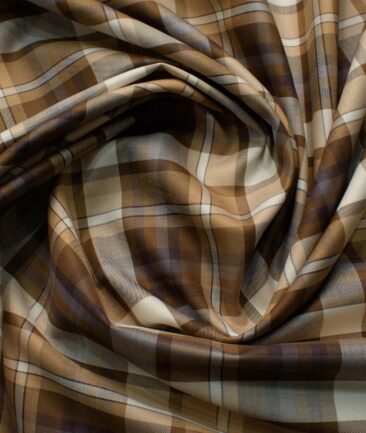 Arvind Men's Premium Cotton Checks 2.25 Meter Unstitched Shirting Fabric (Brown)