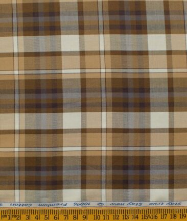 Arvind Men's Premium Cotton Checks 2.25 Meter Unstitched Shirting Fabric (Brown)