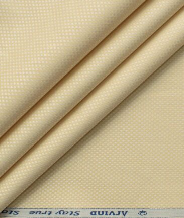 Arvind Men's Premium Cotton Structured 2.25 Meter Unstitched Shirting Fabric (Beige)