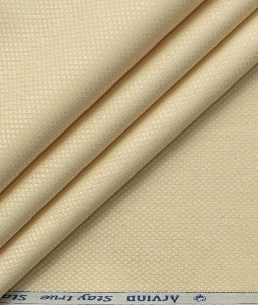 Arvind Men's Premium Cotton Structured 2.25 Meter Unstitched Shirting Fabric (Beige)