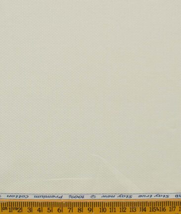 Arvind Men's Premium Cotton Structured 2.25 Meter Unstitched Shirting Fabric (Cream)