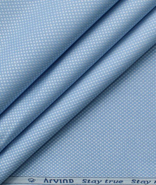 Arvind Men's Premium Cotton Structured 2.25 Meter Unstitched Shirting Fabric (Light Blue)