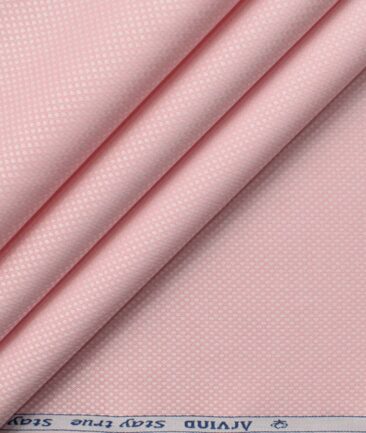 Arvind Men's Premium Cotton Structured 2.25 Meter Unstitched Shirting Fabric (Pink)