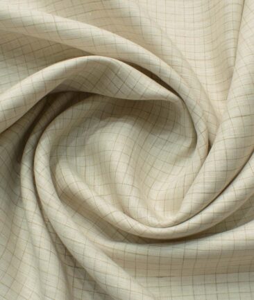 Arvind Men's Pure Irish Linen 80 LEA Checks 2.25 Meter Unstitched Shirting Fabric (Beige)