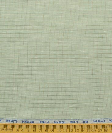 Arvind Men's Pure Irish Linen 80 LEA Checks 2.25 Meter Unstitched Shirting Fabric (Pistachious Green)