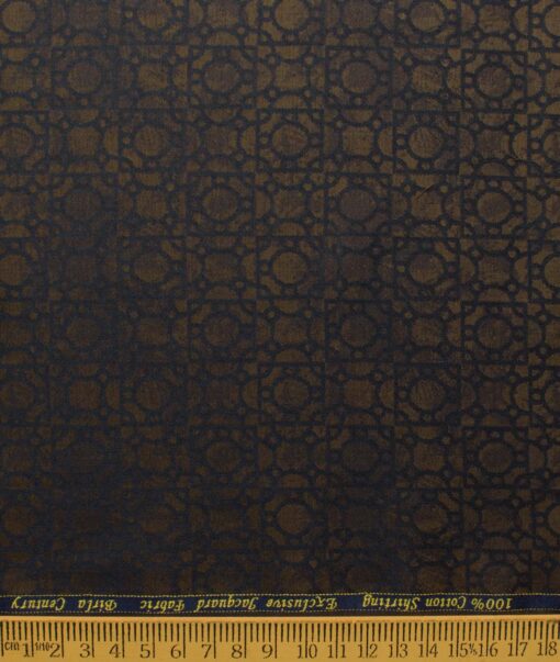 Birla Century Men's Giza Cotton Self Design 2.25 Meter Unstitched Shirting Fabric (Brown)