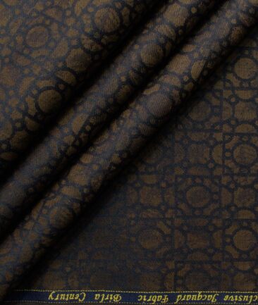 Birla Century Men's Giza Cotton Self Design 2.25 Meter Unstitched Shirting Fabric (Brown)