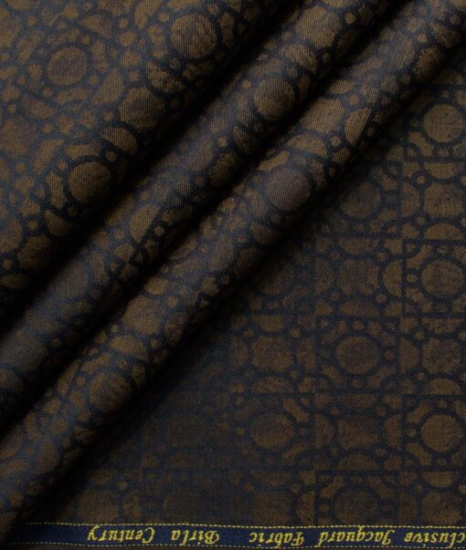Birla Century Men's Giza Cotton Self Design 2.25 Meter Unstitched Shirting Fabric (Brown)