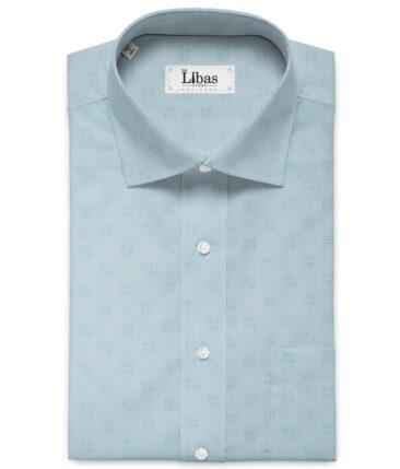 Birla Century Men's Giza Cotton Self Design 2.25 Meter Unstitched Shirting Fabric (Firozi Blue)