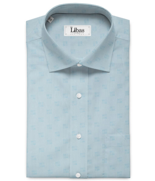 Birla Century Men's Giza Cotton Self Design 2.25 Meter Unstitched Shirting Fabric (Firozi Blue)