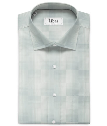 Birla Century Men's Giza Cotton Checks 2.25 Meter Unstitched Shirting Fabric (White & Grey)