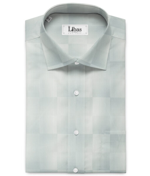 Birla Century Men's Giza Cotton Checks 2.25 Meter Unstitched Shirting Fabric (White & Grey)