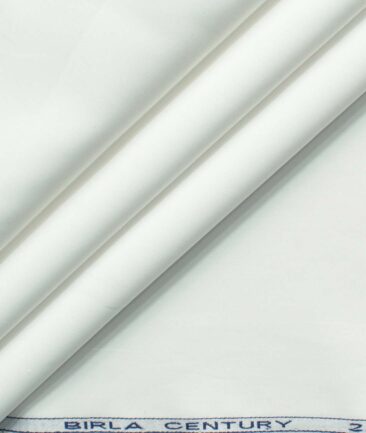 Birla Century Men's 2/120's Giza Cotton Solids 2.25 Meter Unstitched Shirting Fabric (White)