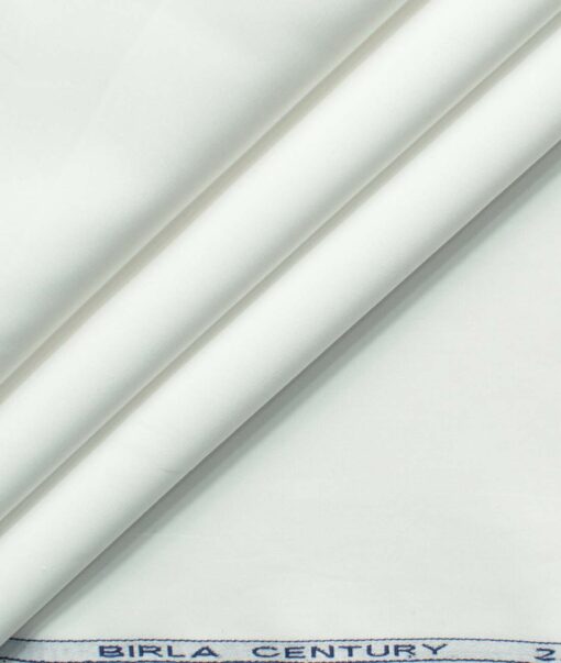 Birla Century Men's 2/120's Giza Cotton Solids 2.25 Meter Unstitched Shirting Fabric (White)