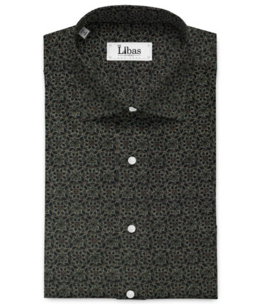 Birla Century Men's Premium Cotton Printed 2.25 Meter Unstitched Shirting Fabric (Black & Grey)