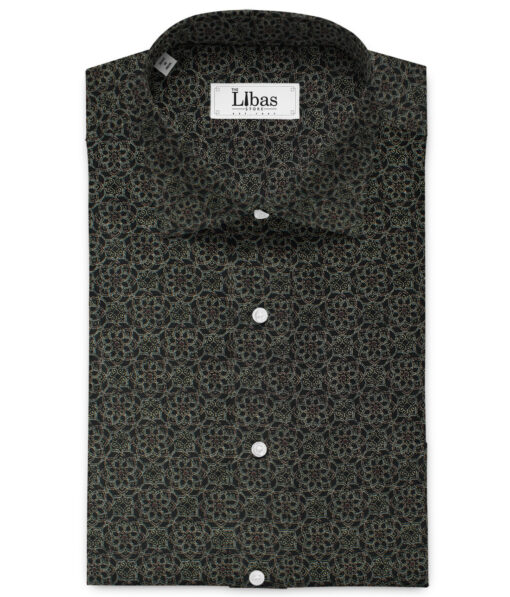 Birla Century Men's Premium Cotton Printed 2.25 Meter Unstitched Shirting Fabric (Black & Grey)