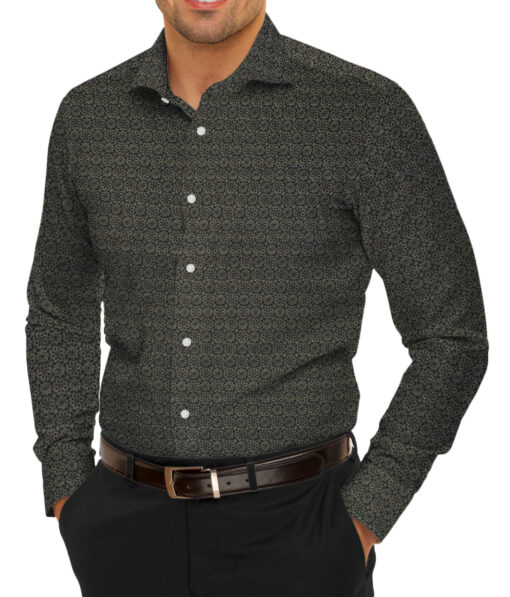 Birla Century Men's Premium Cotton Printed 2.25 Meter Unstitched Shirting Fabric (Black & Grey)