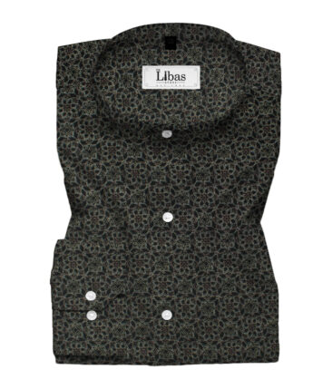 Birla Century Men's Premium Cotton Printed 2.25 Meter Unstitched Shirting Fabric (Black & Grey)