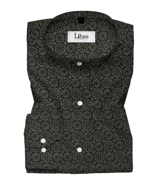 Birla Century Men's Premium Cotton Printed 2.25 Meter Unstitched Shirting Fabric (Black & Grey)