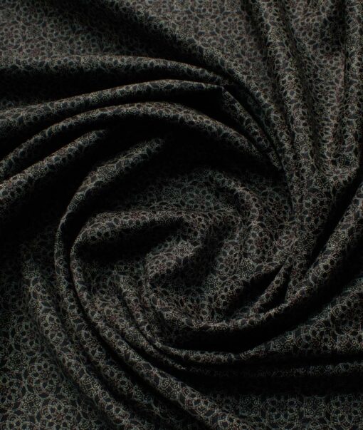 Birla Century Men's Premium Cotton Printed 2.25 Meter Unstitched Shirting Fabric (Black & Grey)