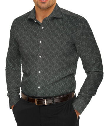 Birla Century Men's Premium Cotton Printed 2.25 Meter Unstitched Shirting Fabric (Dark Grey)