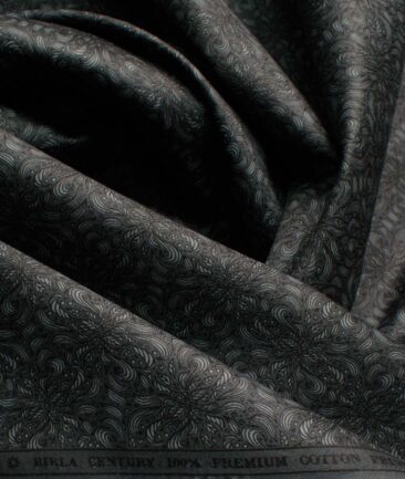 Birla Century Men's Premium Cotton Printed 2.25 Meter Unstitched Shirting Fabric (Dark Grey)