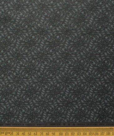 Birla Century Men's Premium Cotton Printed 2.25 Meter Unstitched Shirting Fabric (Dark Grey)