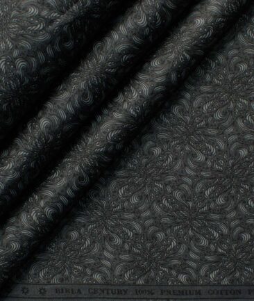 Birla Century Men's Premium Cotton Printed 2.25 Meter Unstitched Shirting Fabric (Dark Grey)