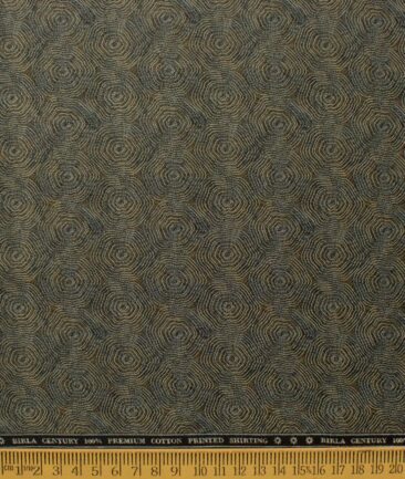 Birla Century Men's Premium Cotton Printed 2.25 Meter Unstitched Shirting Fabric (Light Brown)